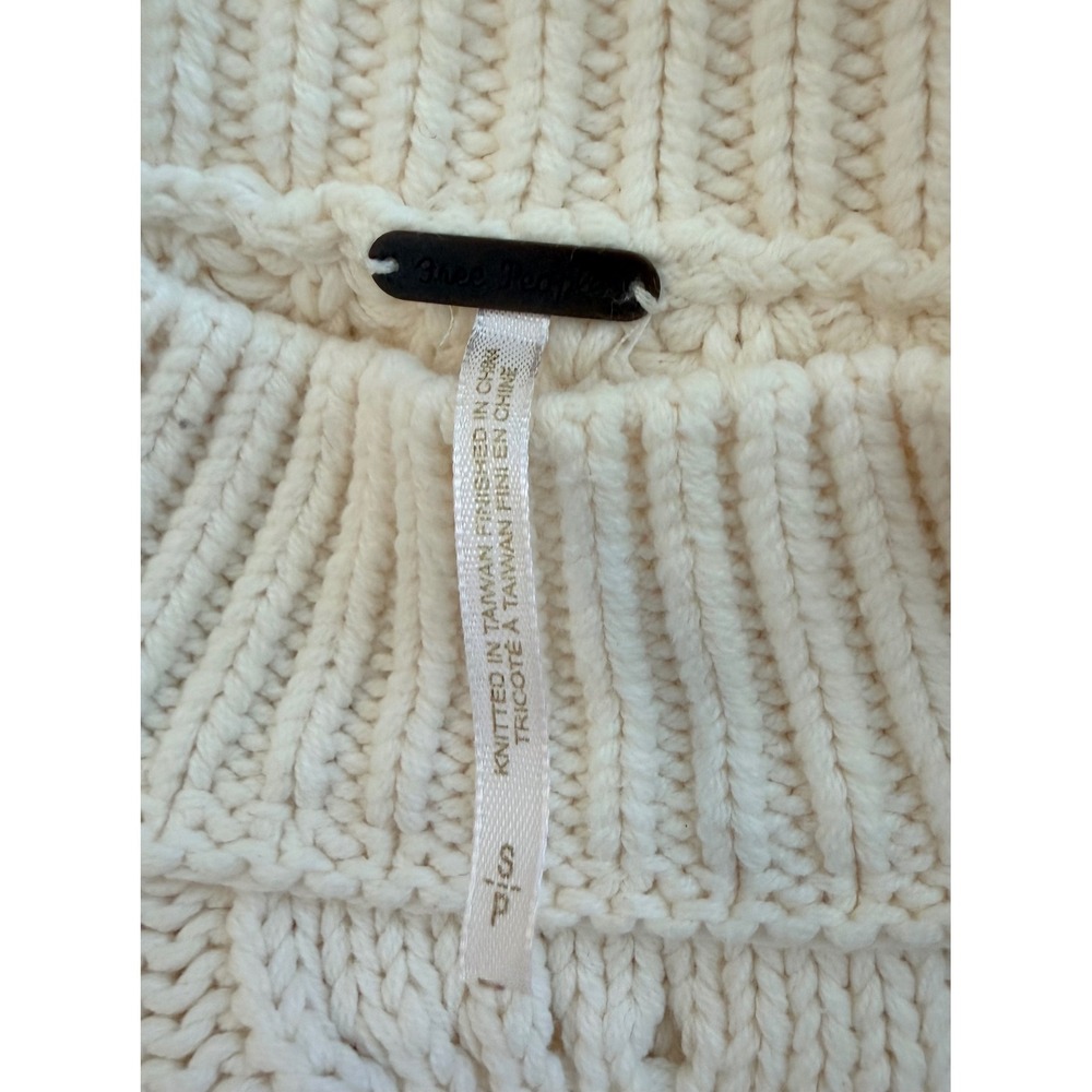 Free People Belle Song Size Small Pointelle Knit Sweater Cream Ivory Boho - Picture 9 of 10